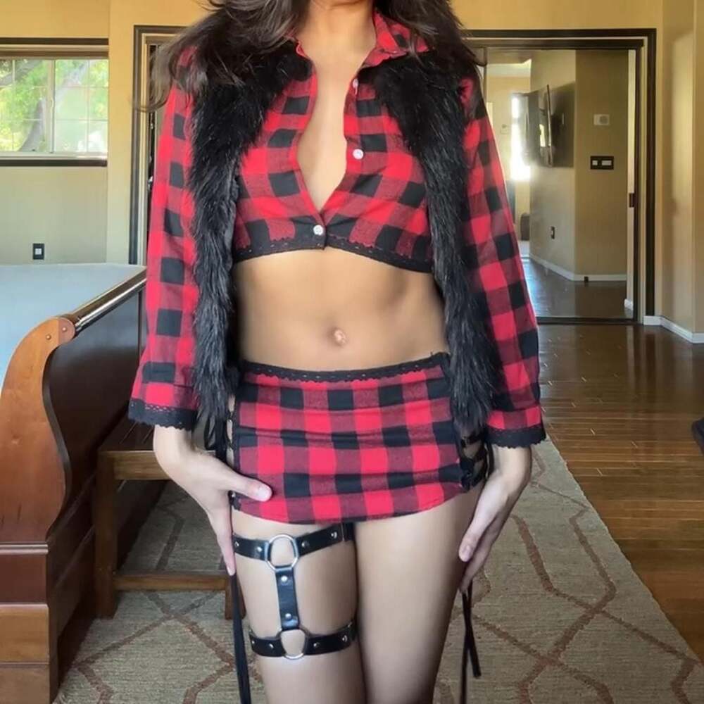 Handmade Big Bad Wolf Plaid Costume Set - XS/S Grunge Rave Festival Outfit